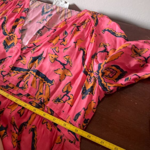 ba&sh Calix Pink and Black Floral Boho Mini Dress SZ 6 Cottagecore - Picture 9 of 15